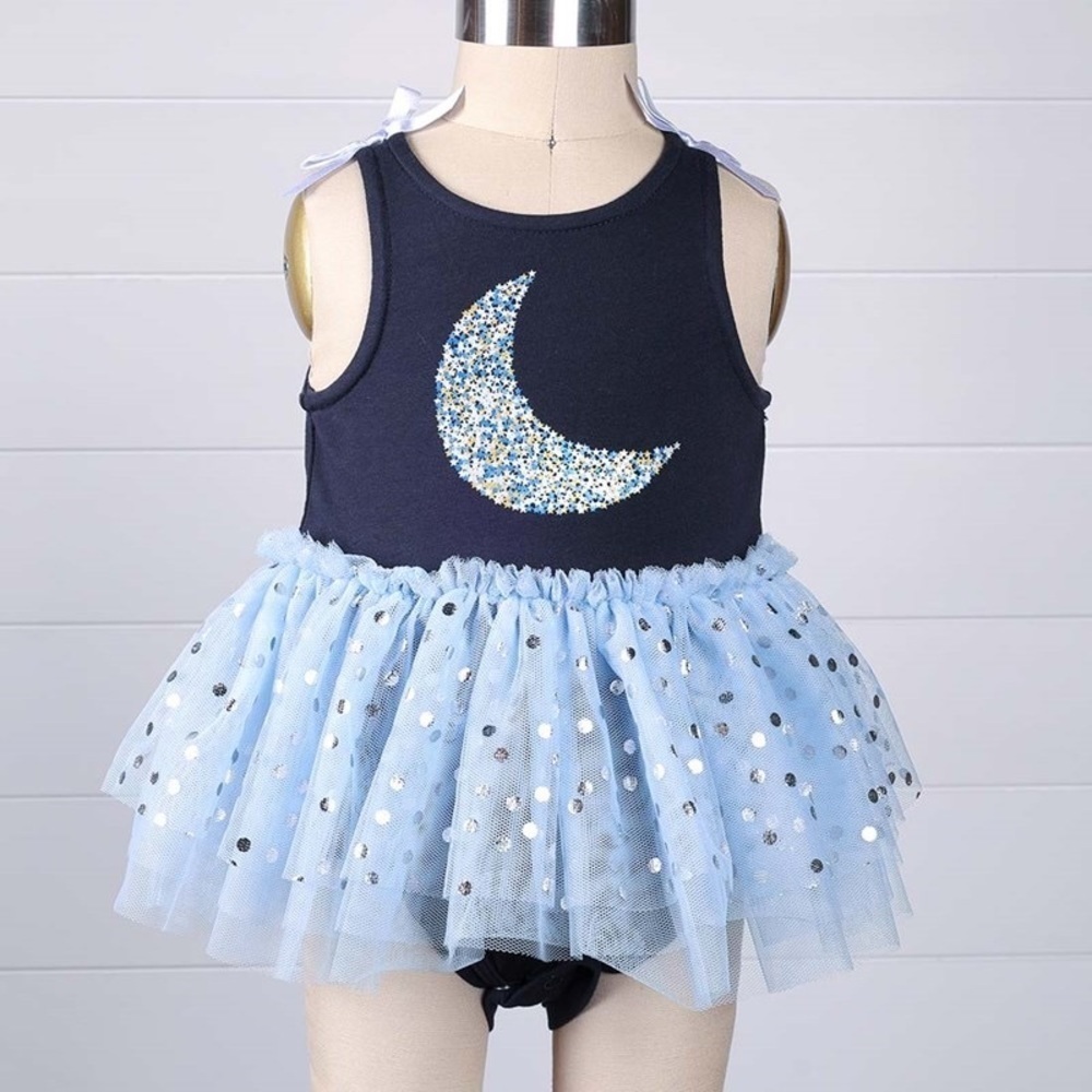 INFANT Moon Blue Tutu Bubble Romper NWT